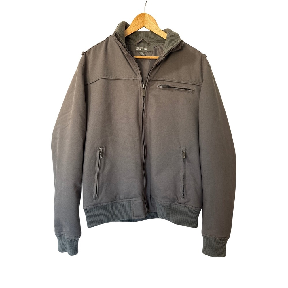 Kenneth Cole Reaction Men's Bomber Work Jacket Full Zip‎ Up Gray Large L